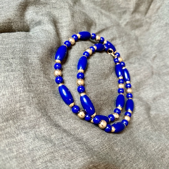 Vintage custom, blue and gold color necklace. - Picture 3 of 4